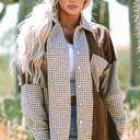 Khaki XXL Luna Houndstooth Loose Shacket
