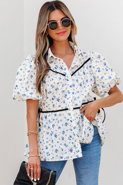 Lyanna Floral Puff Short Sleeve Top