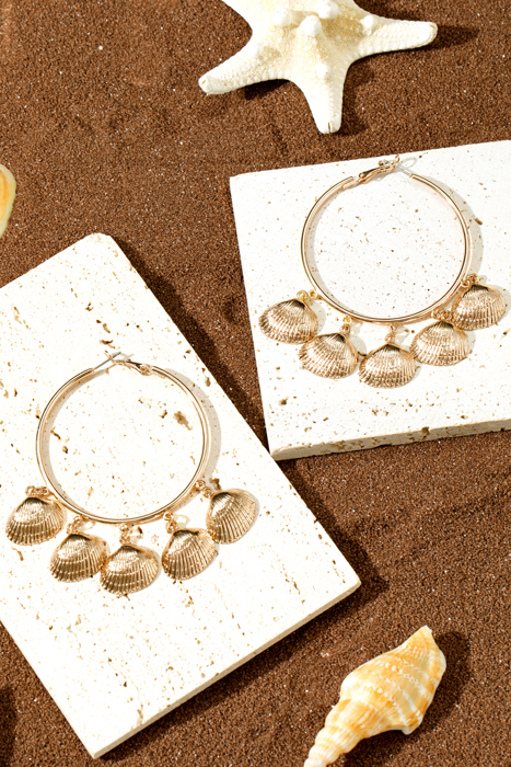 Lyra Vacation Shell Hoop Earrings