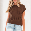  Lyrajira Texture Short Sleeve Sweater