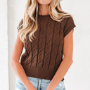 Dark Brown Medium Lyrajira Texture Short Sleeve Sweater
