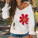 White Large Mabel Flower Sweater