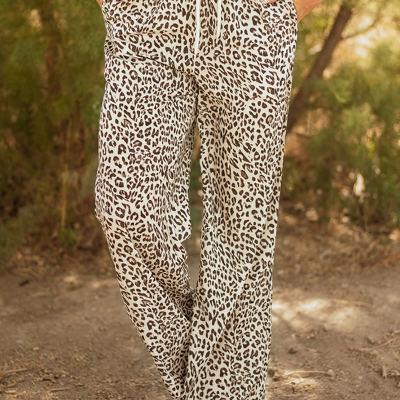 Mabel Leopard Drawstring Elastic Waistband Loose Pants