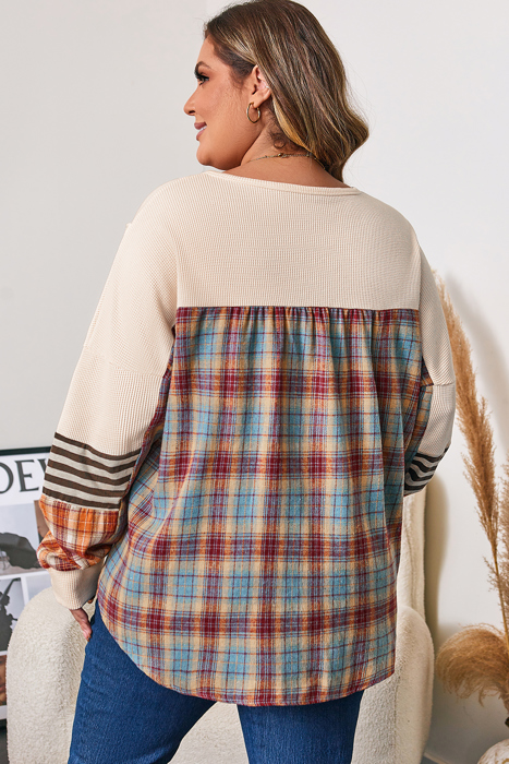 Mackenzie Plaid Patchwork Half PLUS Pullover