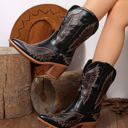 Black Size 9 Mackenzie Western Eagle Embroidered Faux Leather Boots