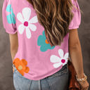  Macy Flower Print Bubble Sleeve Tee