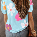  Macy Flower Print Bubble Sleeve Tee