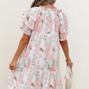  Madalyn Floral Contrast Edge Layered Short Sleeve Mini Dress