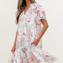  Madalyn Floral Contrast Edge Layered Short Sleeve Mini Dress