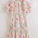  Madalyn Floral Contrast Edge Layered Short Sleeve Mini Dress