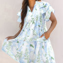  Madalyn Floral Contrast Edge Layered Short Sleeve Mini Dress