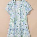  Madalyn Floral Contrast Edge Layered Short Sleeve Mini Dress