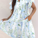 Sky Blue Medium Madalyn Floral Contrast Edge Layered Short Sleeve Mini Dress