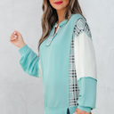  Maddie Texture Colorblock Patchwork Long Sleeve PLUS Top