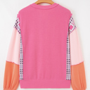  Maddie Texture Colorblock Patchwork Long Sleeve PLUS Top