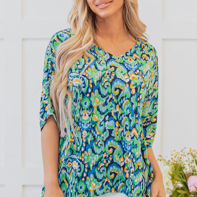 Madeleine Abstract Loose Fit Tunic Blouse