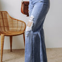  Madilyn Distressed Raw Hem Straight Leg High Waist Jeans