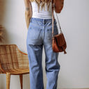  Madilyn Distressed Raw Hem Straight Leg High Waist Jeans