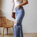  Madilyn Distressed Raw Hem Straight Leg High Waist Jeans