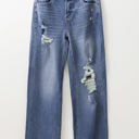  Madilyn Distressed Raw Hem Straight Leg High Waist Jeans