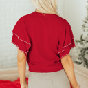  Madilynn Ruffle Short Sleeve Sweater