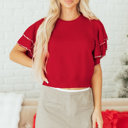  Madilynn Ruffle Short Sleeve Sweater