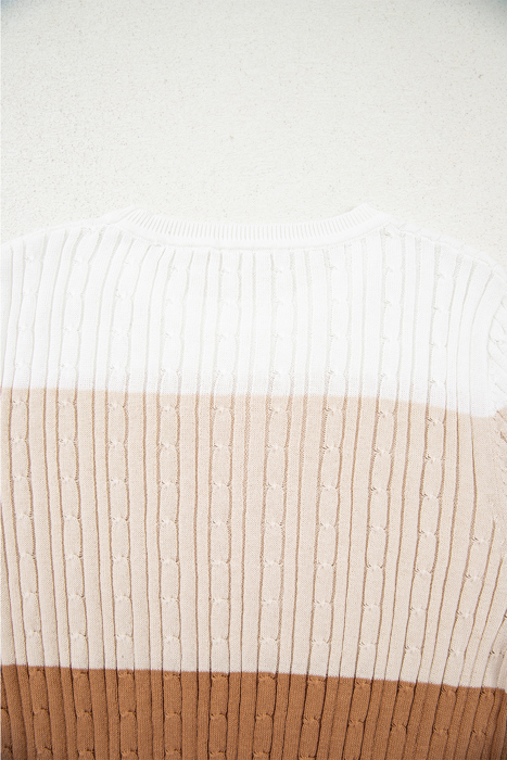 Madison Colorblock Cable Knit Sweater