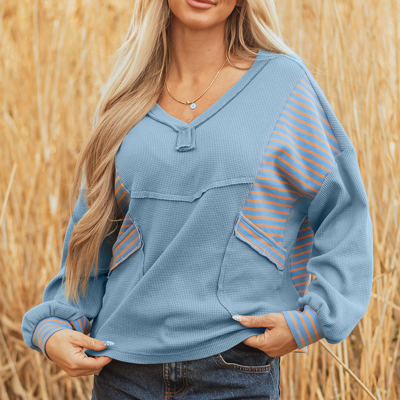 Madison Exposed Seam Waffle Baggy Pullover