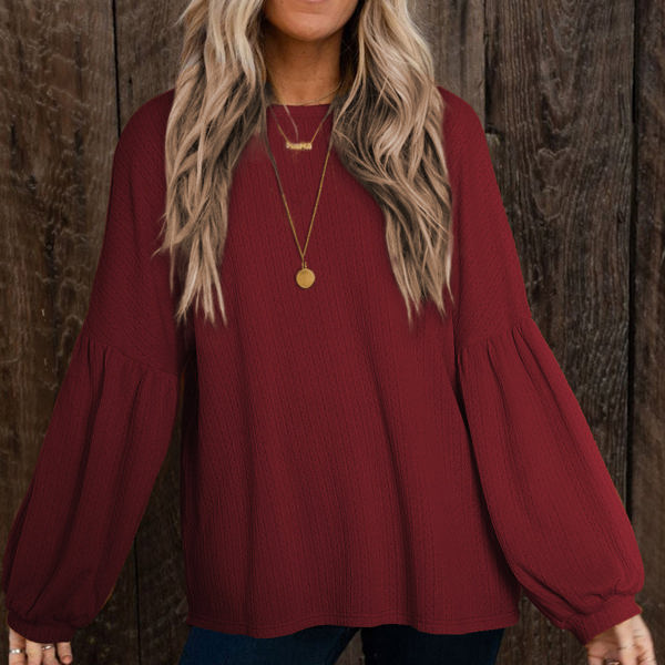 Madison Knit Jacquard Puffy Long Sleeve Top