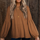  Madison Knit Jacquard Puffy Long Sleeve Top