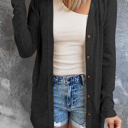 Black Large Madison Open-Front Buttons Cardigan