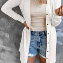 White Large Madison Open-Front Buttons Cardigan