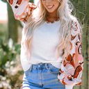 White XL Madison Patch Bishop Sleeve Sweater