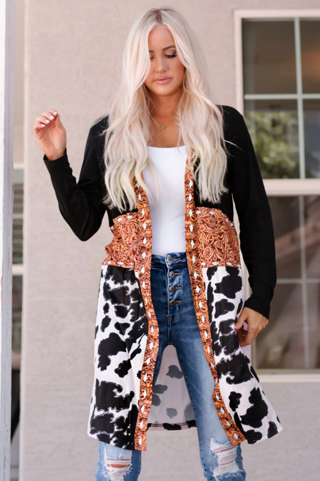 Madison Patchwork Open Front Cardigan