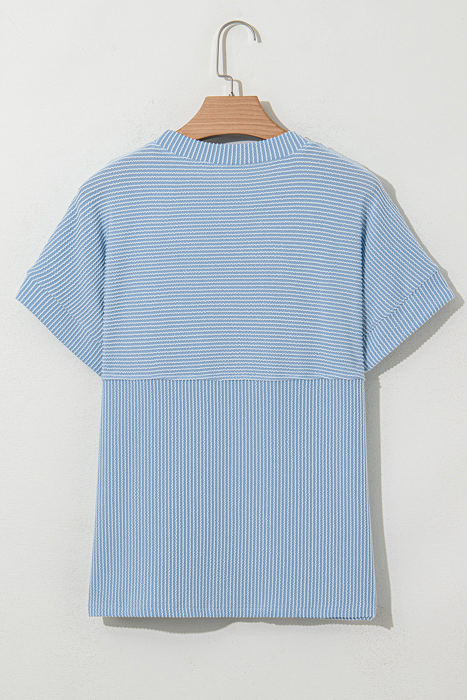 Madison Plain Corded Knit Mock Neck Top