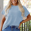 Myosotis Medium Madison Plain Corded Knit Mock Neck Top