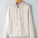 Apricot Medium Madison Textured Drawstring Henley Hoodie