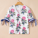 White XL Mae Knot Bubble Sleeve Blouse