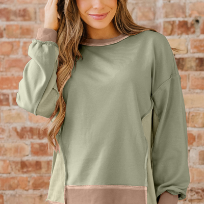 Maelynn Waffle Patchwork Oversize Sweatshirt