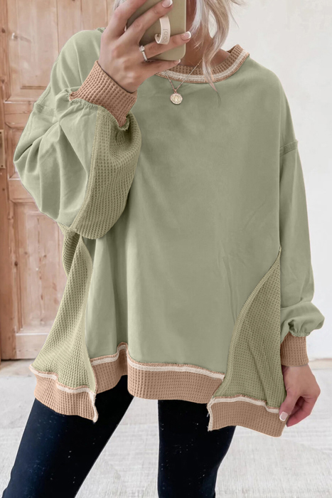 Maelynn Waffle Patchwork Oversize Sweatshirt