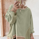 Maelynn Waffle Patchwork Oversize Sweatshirt
