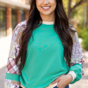 Aruba Blue XL Maeve Sleeve Raglan top Long Sleeve Top