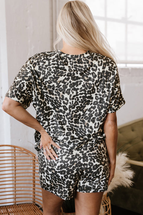 Magdalena CheetahCasual Tee and Shorts Lounge Set