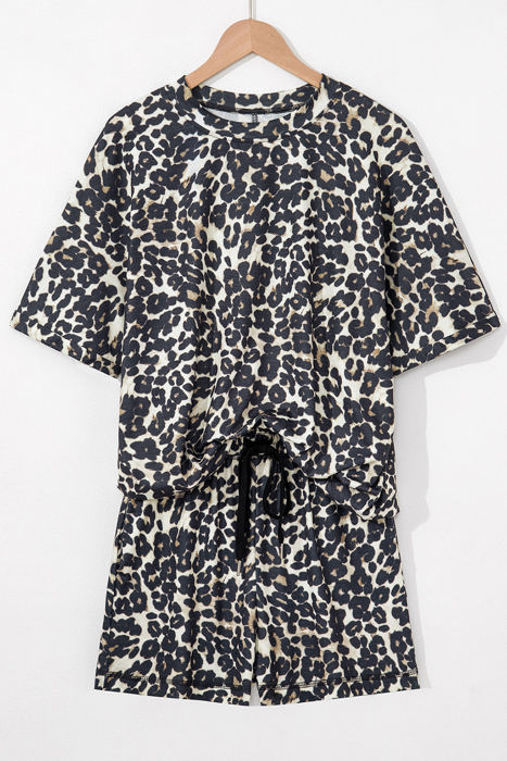 Magdalena CheetahCasual Tee and Shorts Lounge Set
