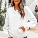  Magnolia Cable Lattice Texture Kangaroo Pocket Hoodie