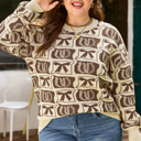  Magnolia Horseshoe Print Checkered PLUS Sweater