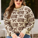  Magnolia Horseshoe Print Checkered PLUS Sweater