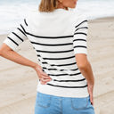  Maisy Striped Half Sleeve Knitted Top