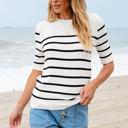  Maisy Striped Half Sleeve Knitted Top