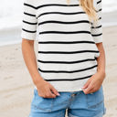  Maisy Striped Half Sleeve Knitted Top